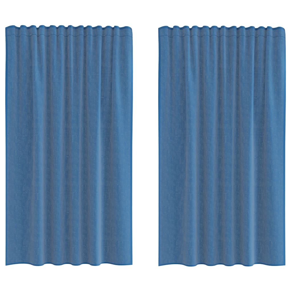 Gordijnen voile met lussen 2 st 140x175 cm koningsblauw