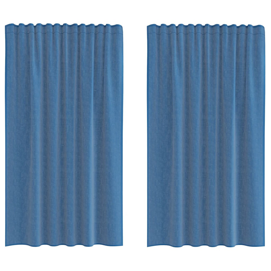 Gordijnen voile met lussen 2 st 140x175 cm koningsblauw