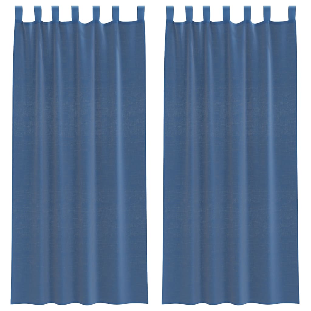 Gordijnen voile met lussen 2 st 140x225 cm koningsblauw