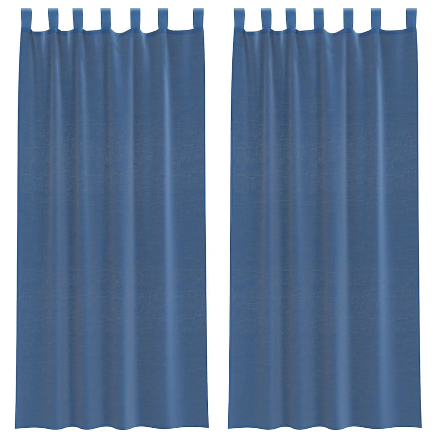 Gordijnen voile met lussen 2 st 140x225 cm koningsblauw