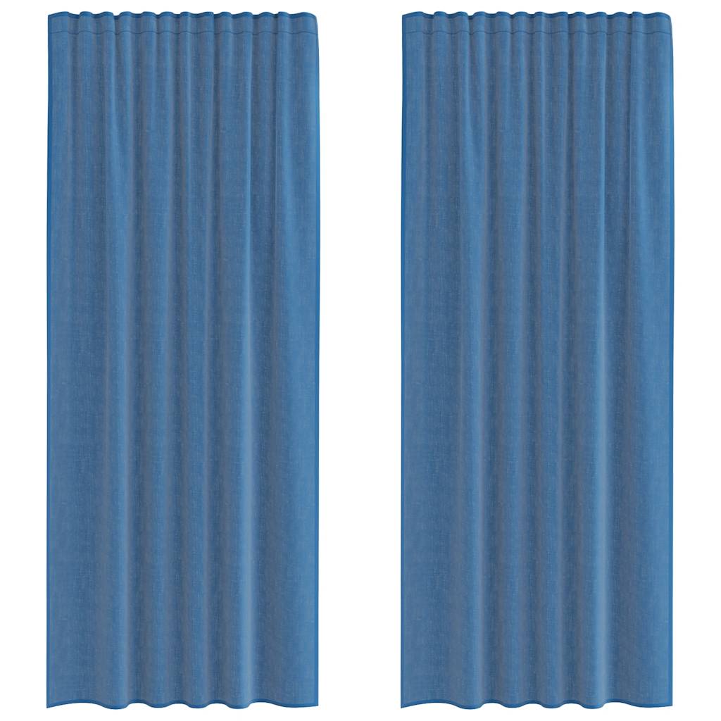 Gordijnen voile met lussen 2 st 140x245 cm koningsblauw