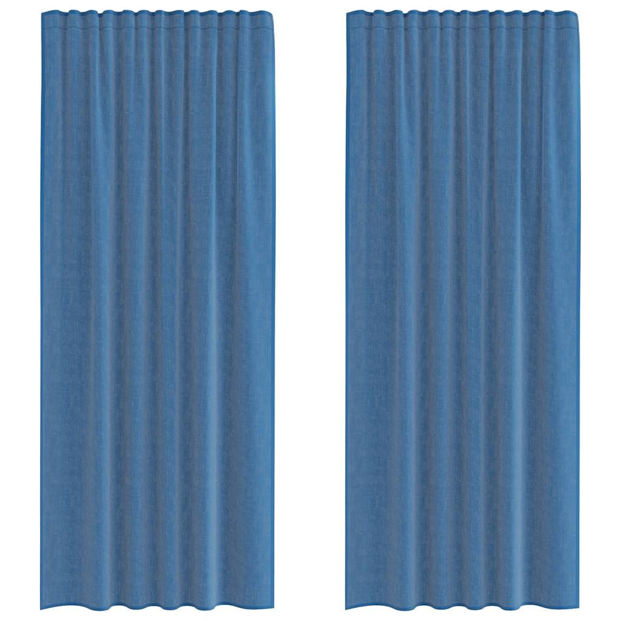 Gordijnen voile met lussen 2 st 140x245 cm koningsblauw