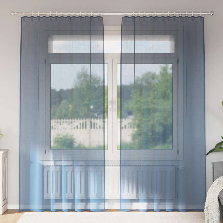 Gordijnen voile met lussen 2 st 140x245 cm koningsblauw