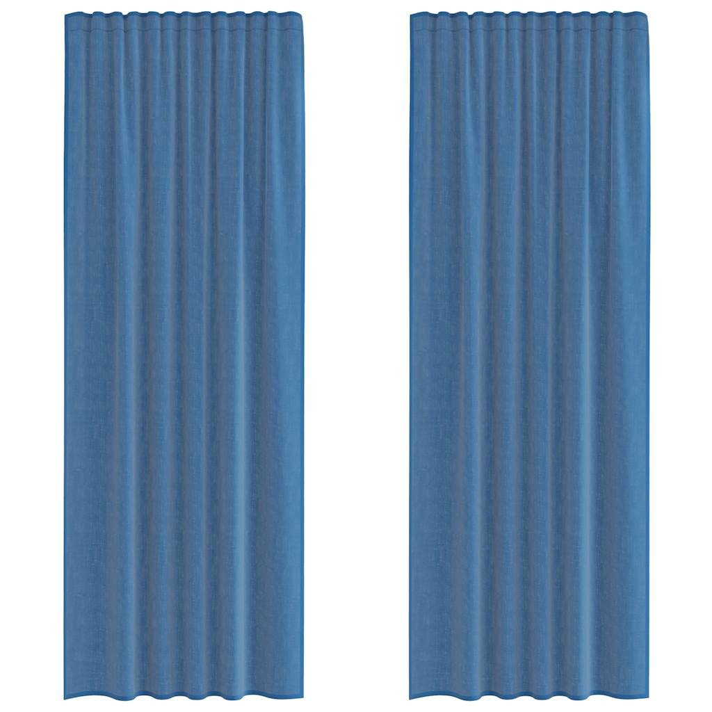 Gordijnen voile met lussen 2 st 140x260 cm koningsblauw