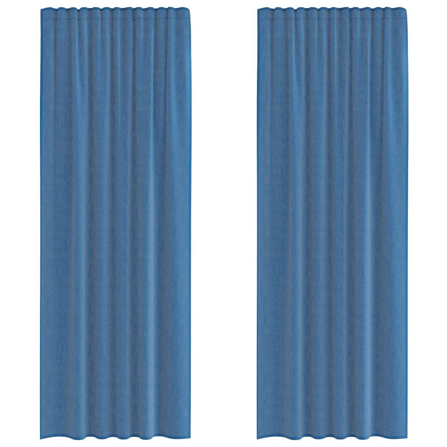 Gordijnen voile met lussen 2 st 140x260 cm koningsblauw
