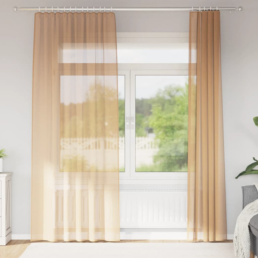 Gordijnen met lussen 2 st 140x245 cm zand