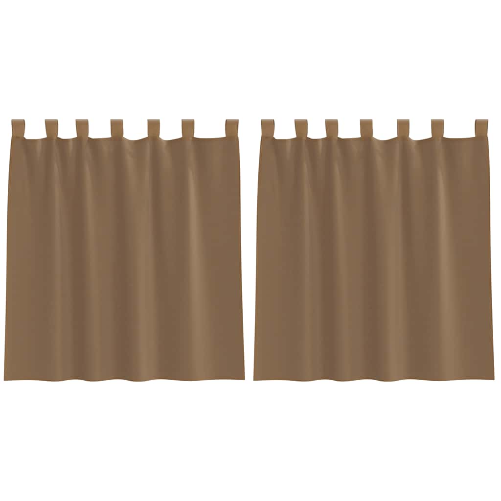 Gordijnen voile met lussen 2 st 140x140 cm lichtbruin