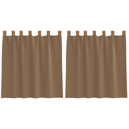 Gordijnen voile met lussen 2 st 140x140 cm lichtbruin
