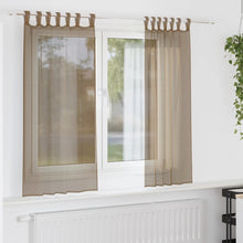 Gordijnen voile met lussen 2 st 140x140 cm lichtbruin