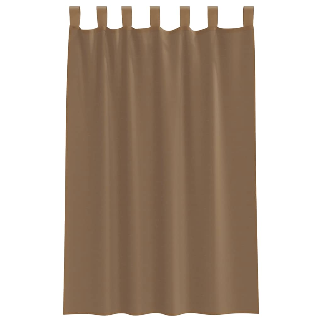 Gordijnen voile met lussen 2 st 140x175 cm lichtbruin