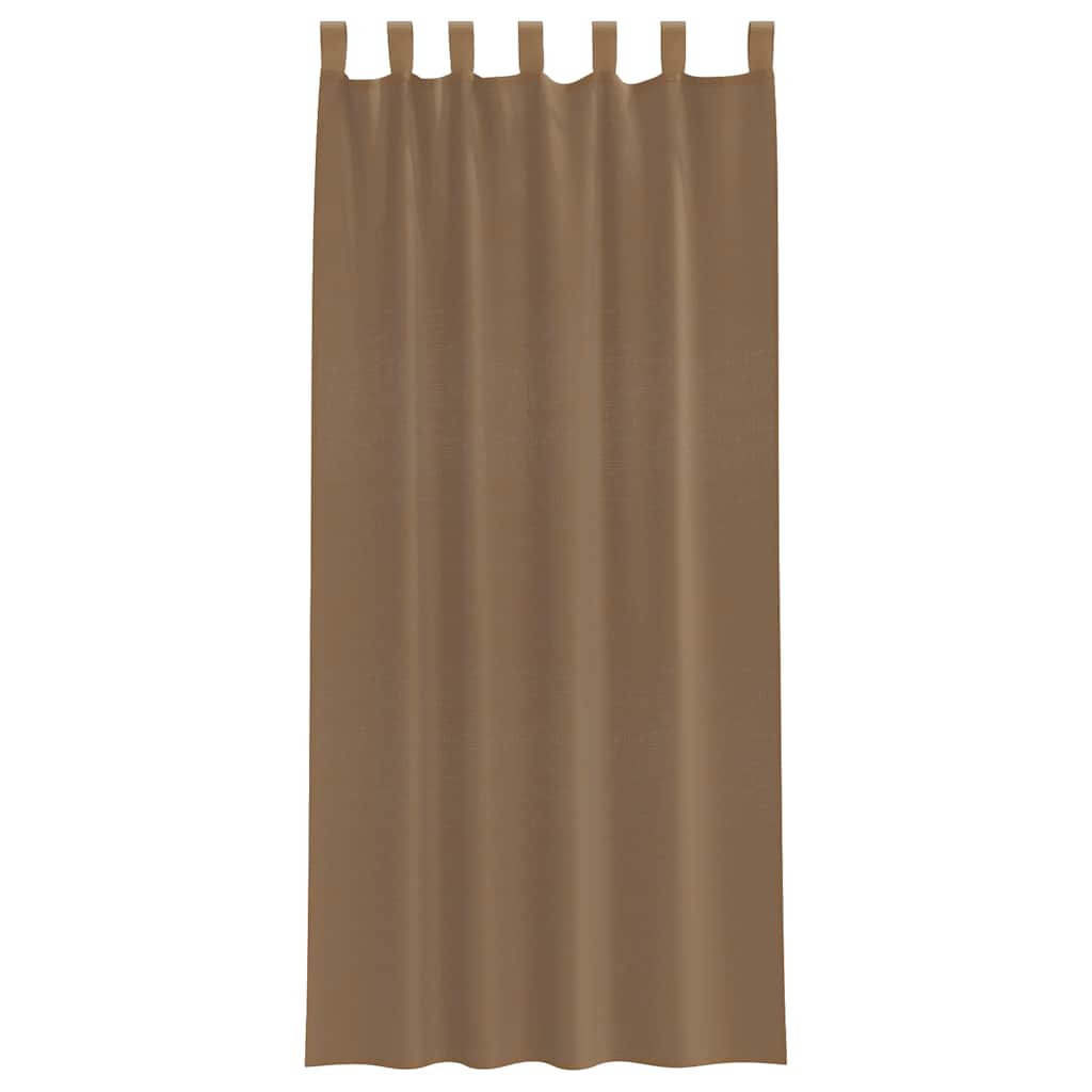 Gordijnen voile met lussen 2 st 140x225 cm lichtbruin