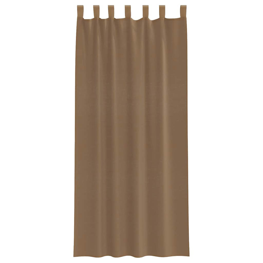 Gordijnen voile met lussen 2 st 140x225 cm lichtbruin