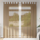 Voile curtains with loops 2 pcs 140x225 cm light brown