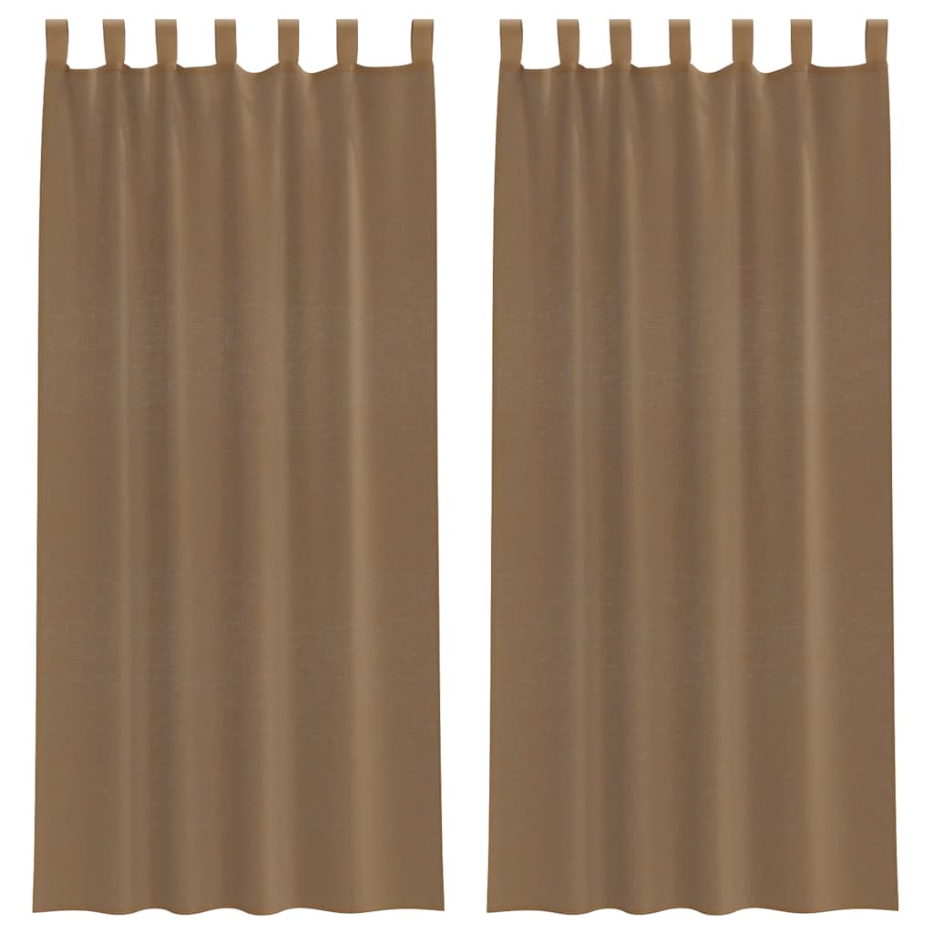 Gordijnen voile met lussen 2 st 140x245 cm lichtbruin