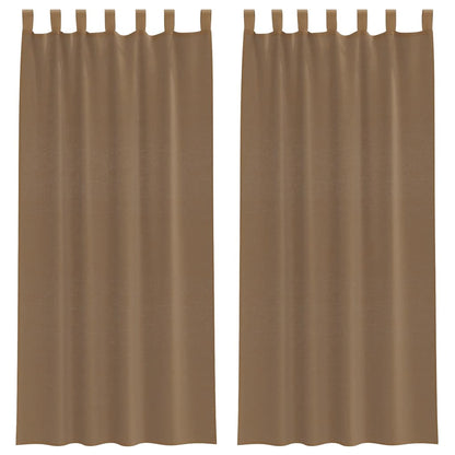 Gordijnen voile met lussen 2 st 140x245 cm lichtbruin