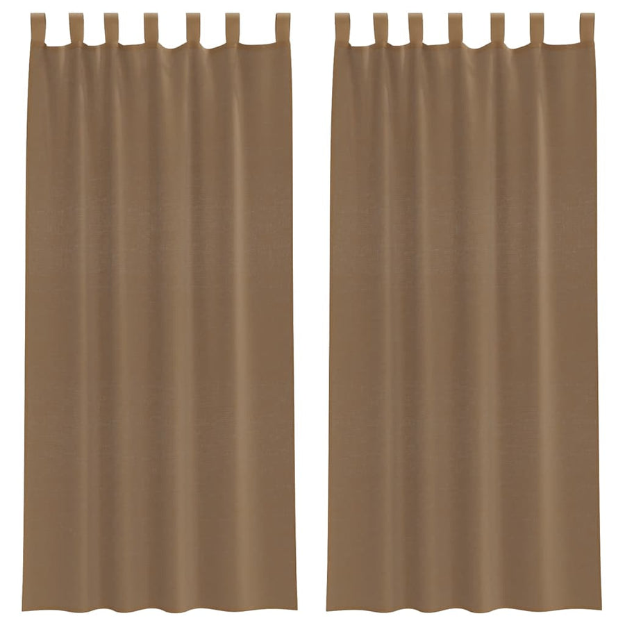 Gordijnen voile met lussen 2 st 140x245 cm lichtbruin