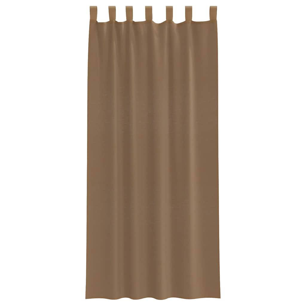 Gordijnen voile met lussen 2 st 140x245 cm lichtbruin