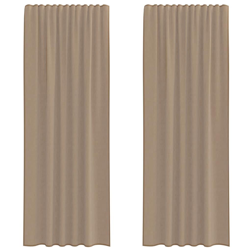 Gordijnen voile met lussen 2 st 140x260 cm lichtbruin