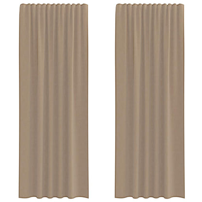 Gordijnen voile met lussen 2 st 140x260 cm lichtbruin