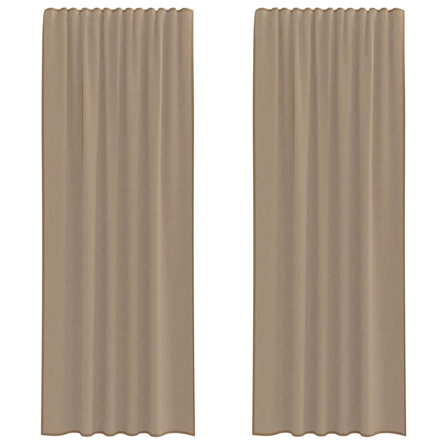 Gordijnen voile met lussen 2 st 140x260 cm lichtbruin