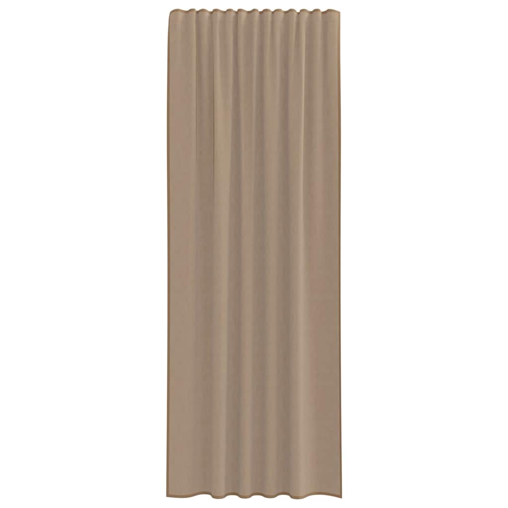 Gordijnen voile met lussen 2 st 140x260 cm lichtbruin