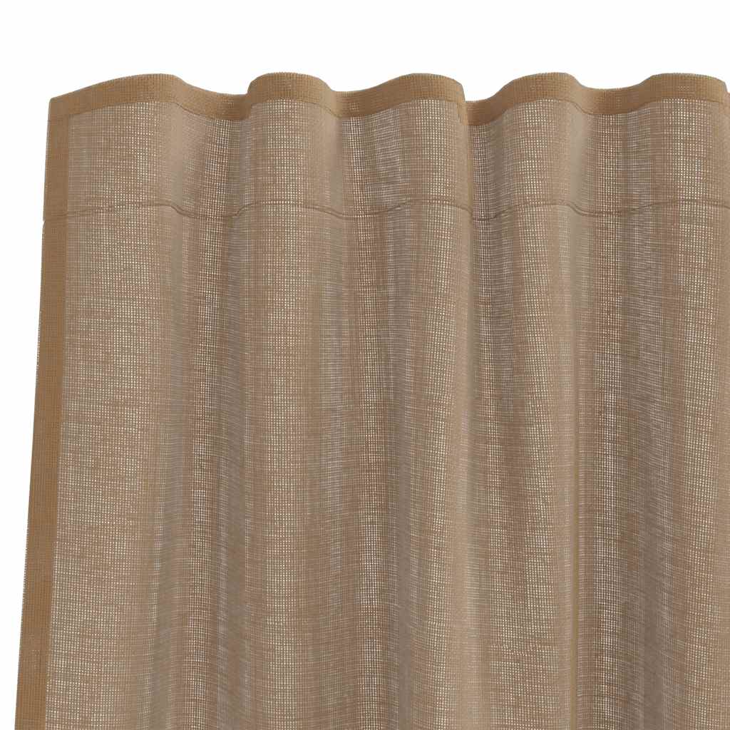 Gordijnen voile met lussen 2 st 140x260 cm lichtbruin