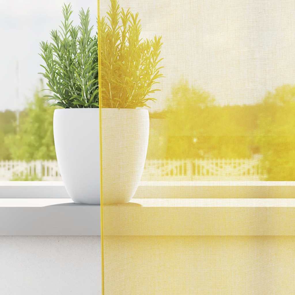 Gordijnen voile met lussen 2 st 140x140 cm geel
