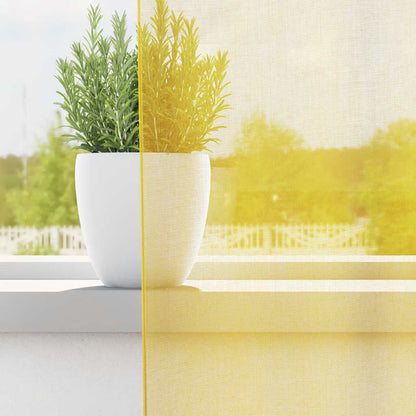 Gordijnen voile met lussen 2 st 140x140 cm geel