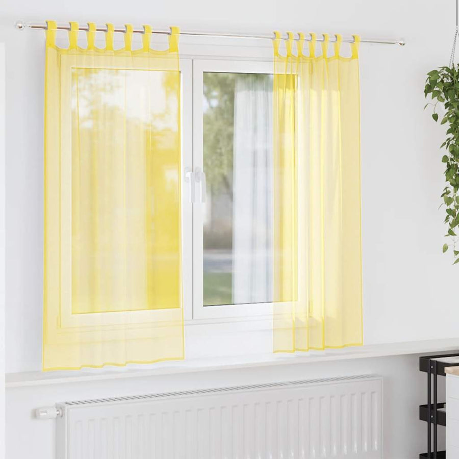 Gordijnen voile met lussen 2 st 140x140 cm geel