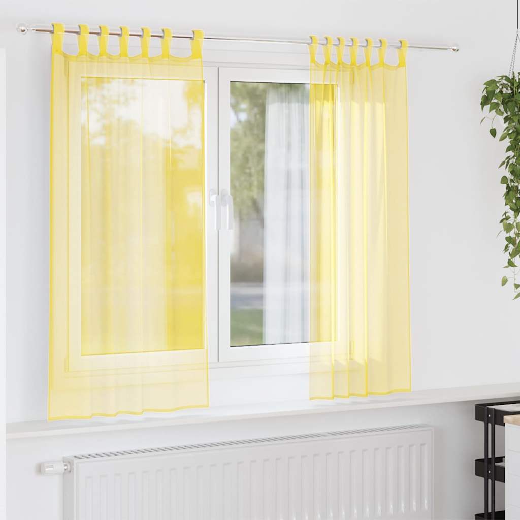 Gordijnen 2 St Geel 140 x 175 cm met lussen