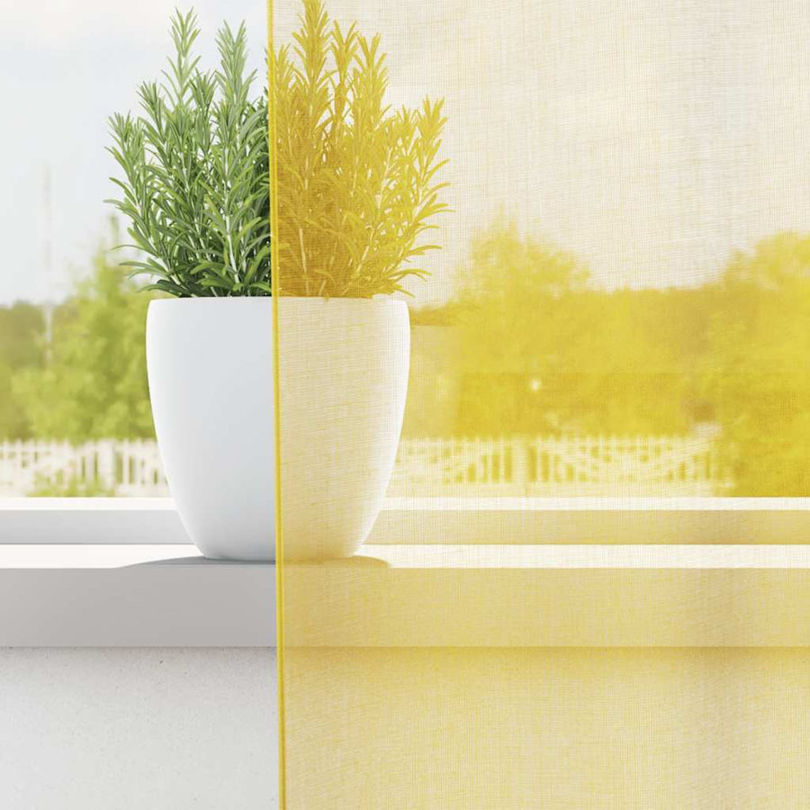 Gordijnen voile met lussen 2 st 140x225 cm geel
