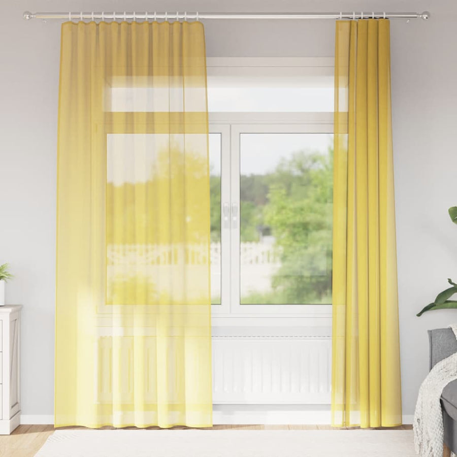 Gordijnen met lussen 2 st 140x245 cm geel