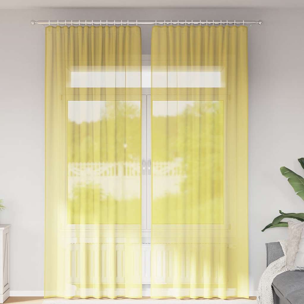 Gordijnen met lussen 2 st 140x260 cm geel