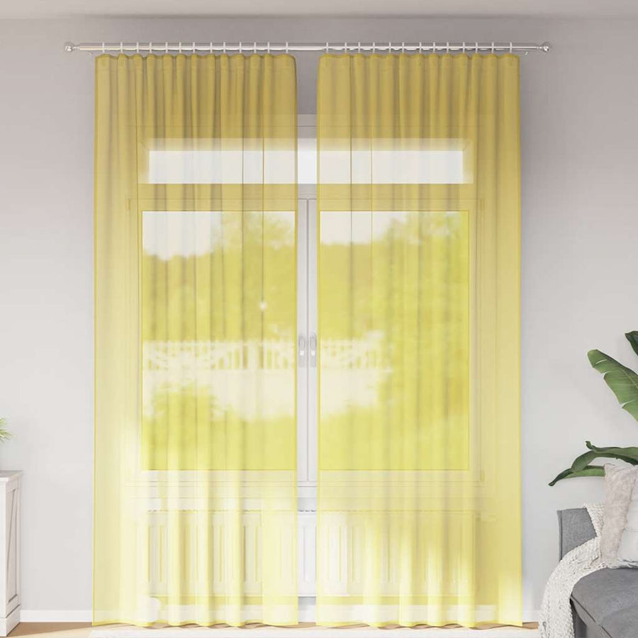 Gordijnen met lussen 2 st 140x260 cm geel