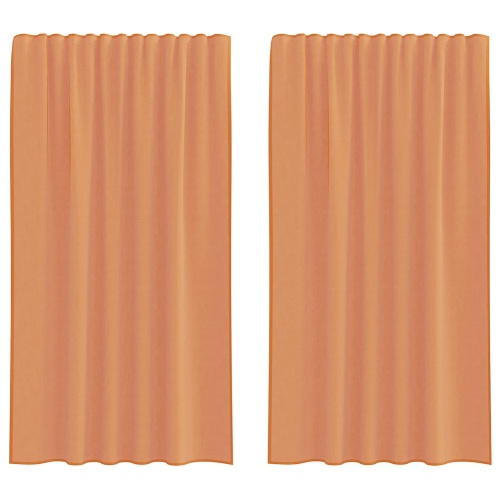 Gordijnen voile met lussen 2 st terracotta 140x175 cm