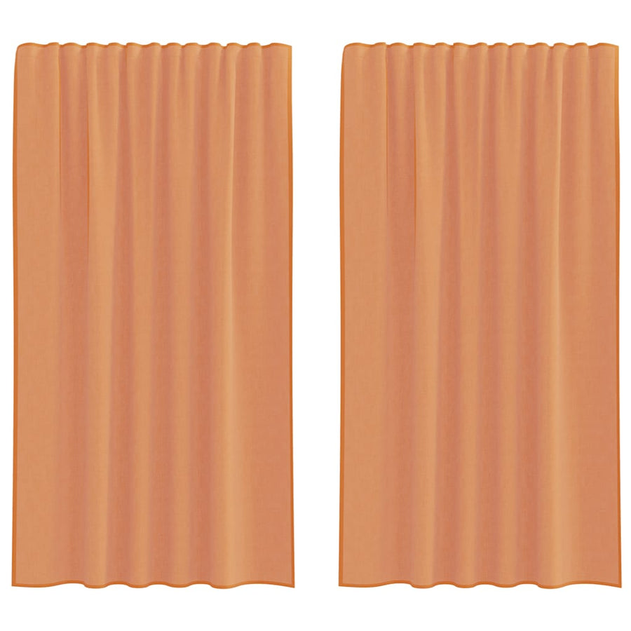 Gordijnen voile met lussen 2 st terracotta 140x175 cm