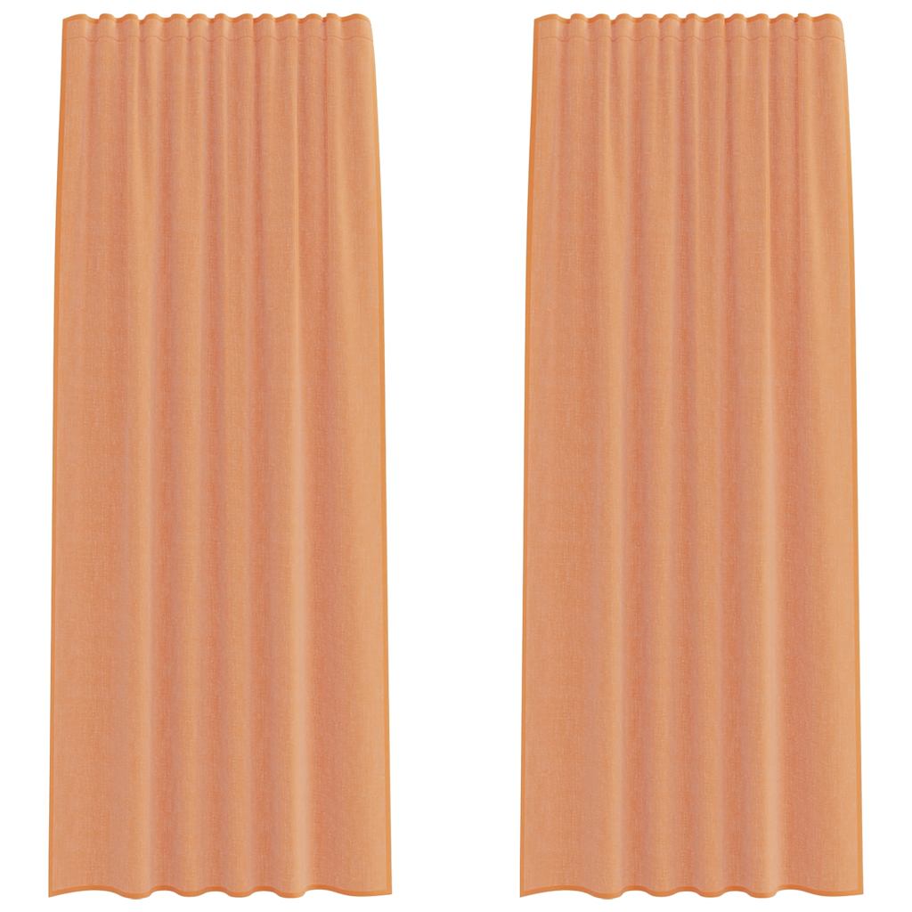Gordijnen voile met lussen 2 st terracotta 140x225 cm