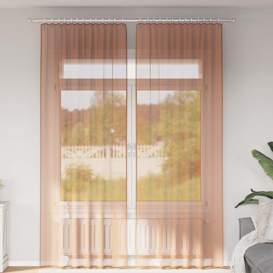 Gordijnen met lussen 2 st terracotta 140x260 cm