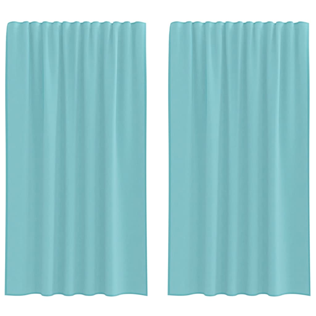 Gordijnen voile met lussen 2 st 140x175 cm turkoois