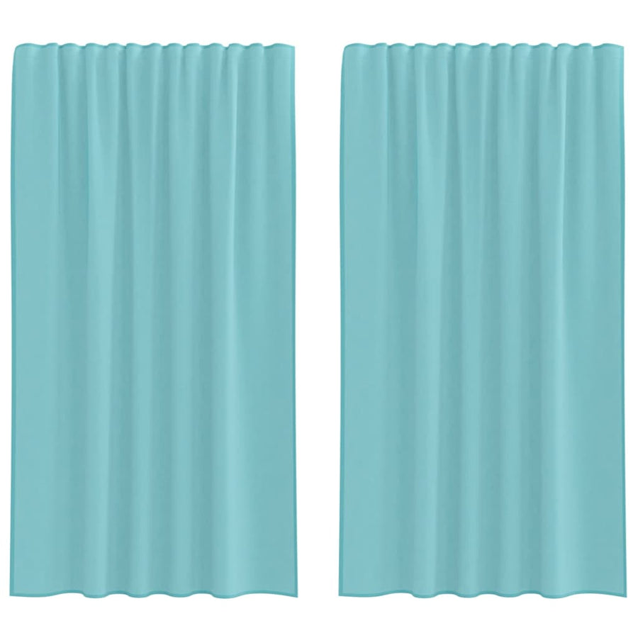 Gordijnen voile met lussen 2 st 140x175 cm turkoois