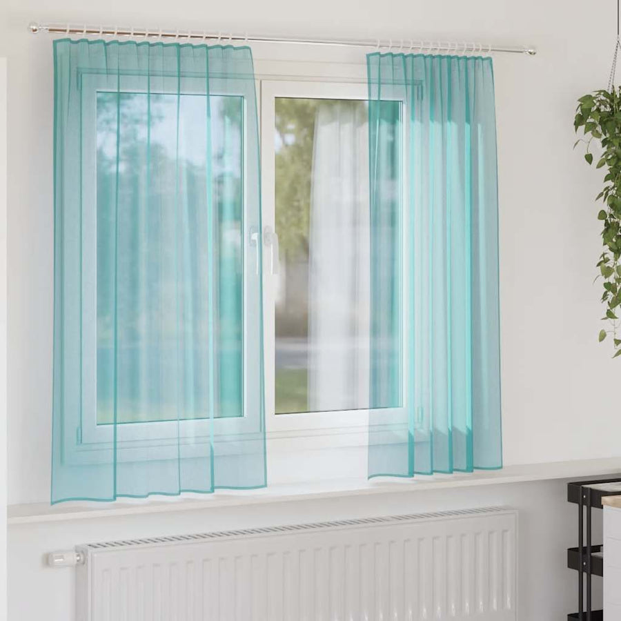 Gordijnen voile met lussen 2 st 140x175 cm turkoois