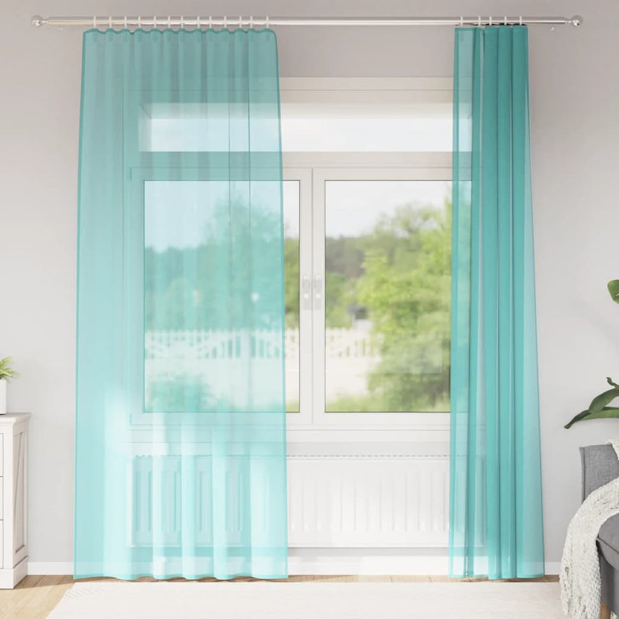 Gordijnen met lussen 2 st 140x225 cm turkoois
