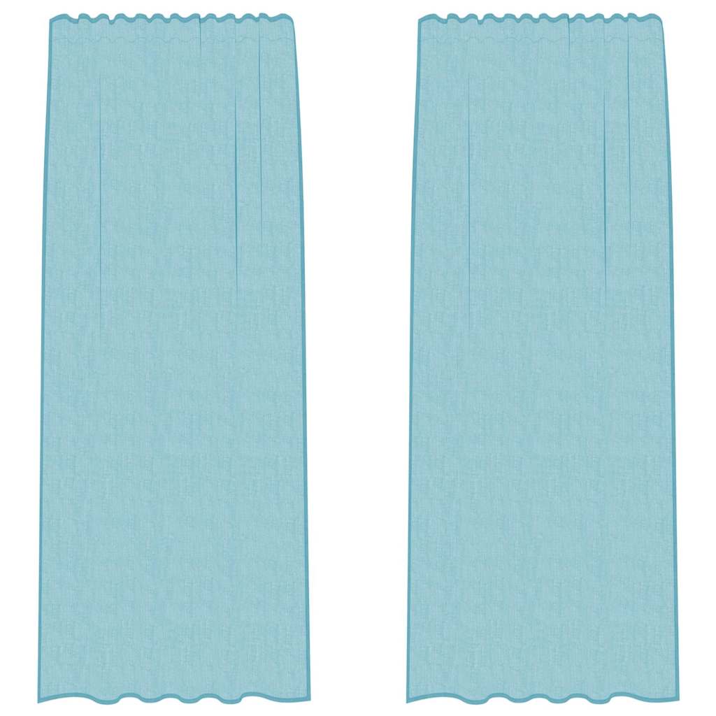 Gordijnen voile met lussen 2 st 140x245 cm turkoois