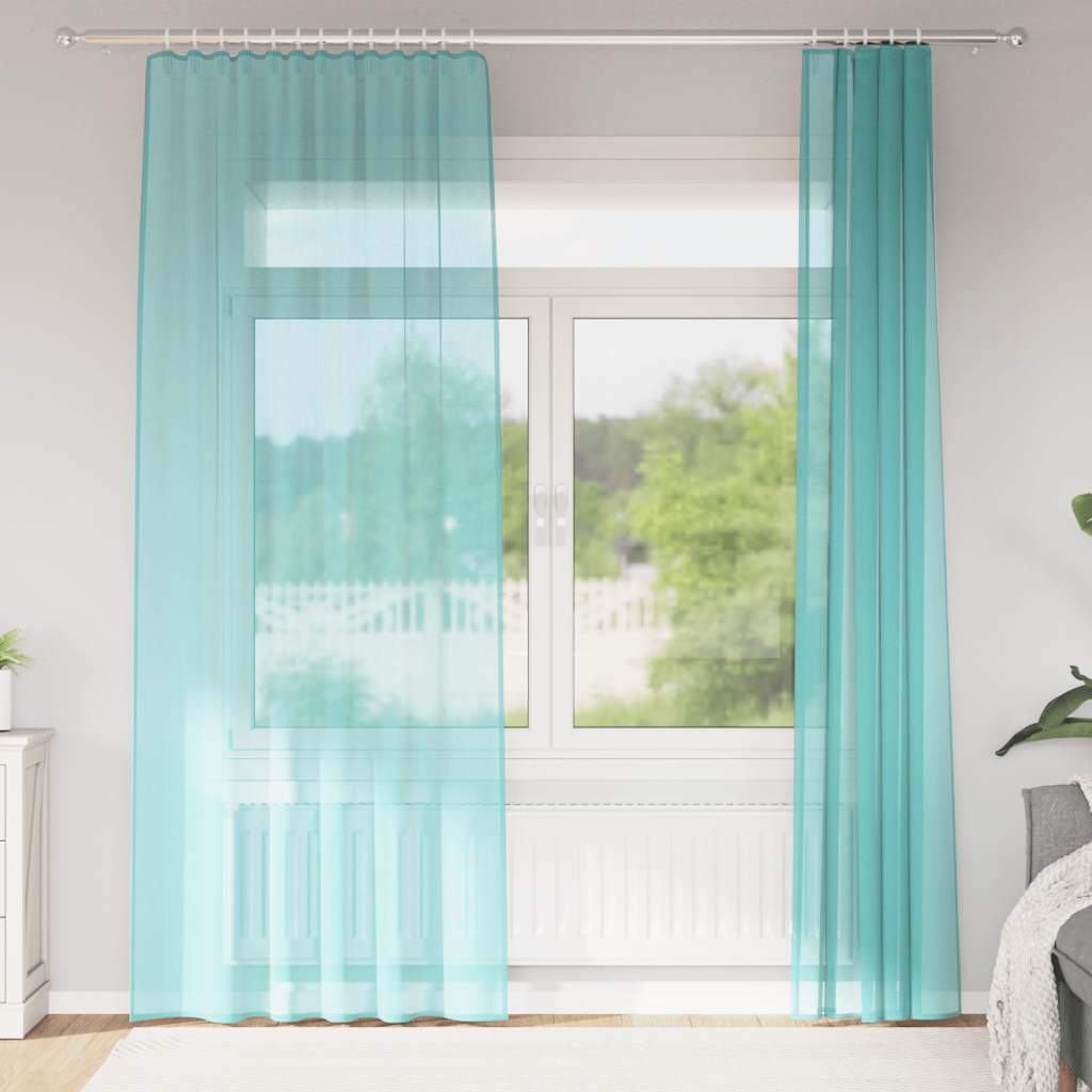 Gordijnen voile met lussen 2 st 140x245 cm turkoois