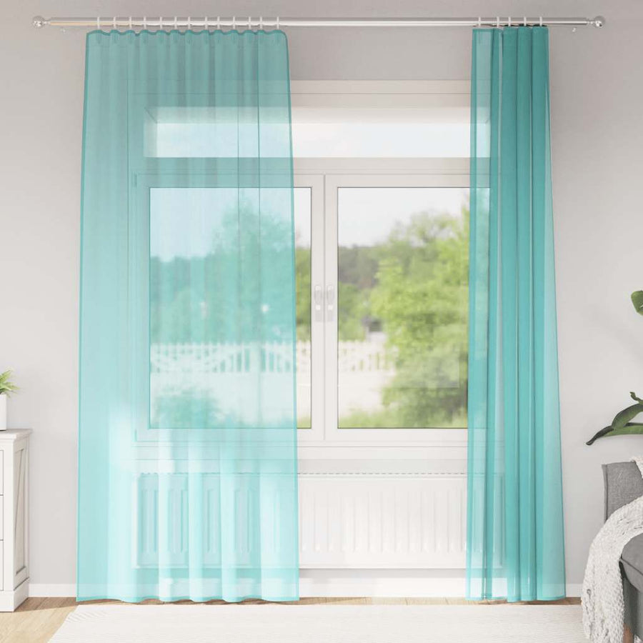 Gordijnen voile met lussen 2 st 140x245 cm turkoois