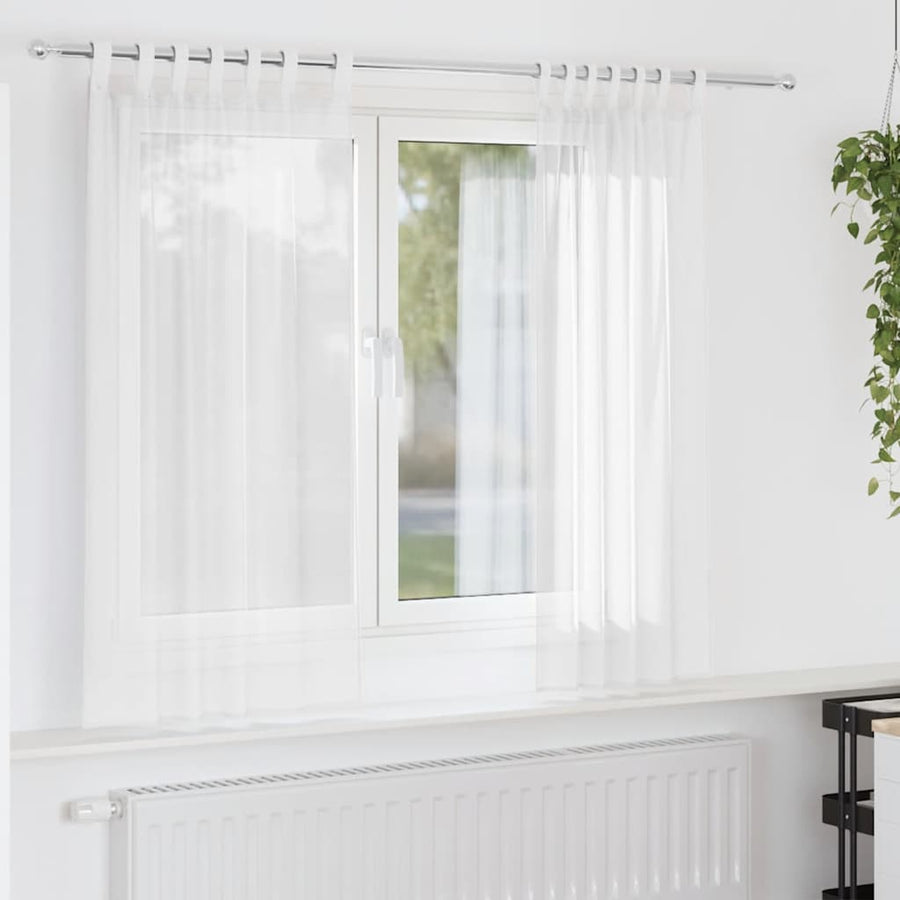 Gordijnen Voile 2 St Wit 140 x 140 cm met lussen