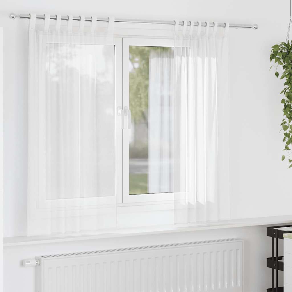 Gordijnen Voile 2 St Wit 140 x 175 cm met lussen