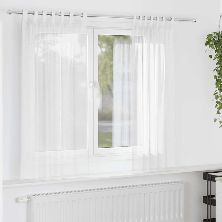 Gordijnen Voile 2 St Wit 140 x 175 cm met lussen