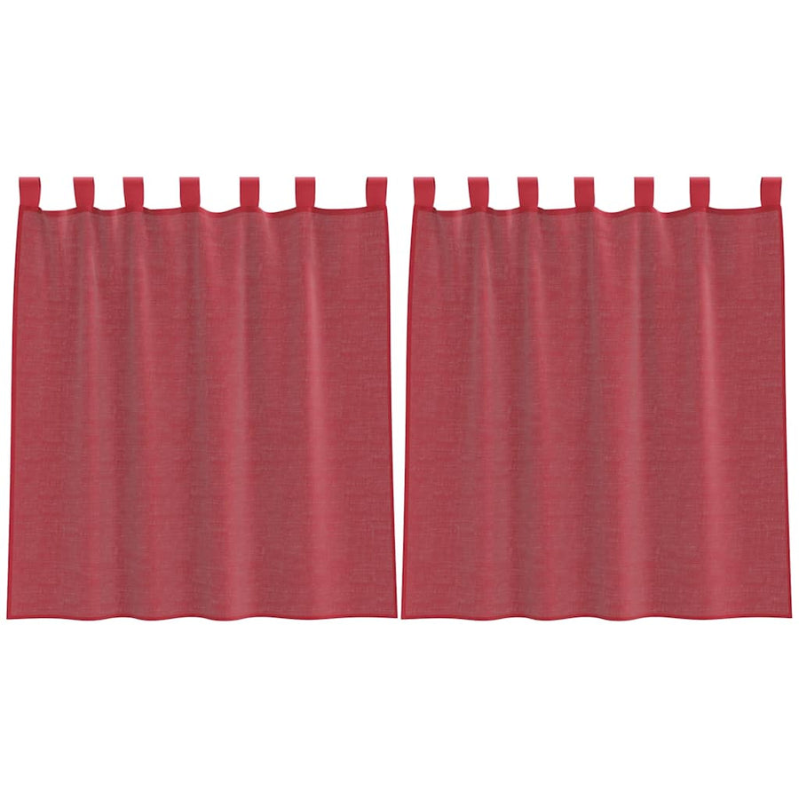 Gordijnen voile met lussen 2 st 140x140 cm wijnrood