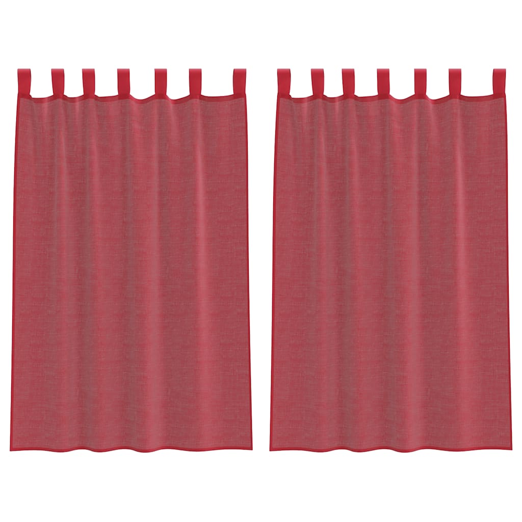 Gordijnen voile met lussen 2 st 140x175 cm wijnrood